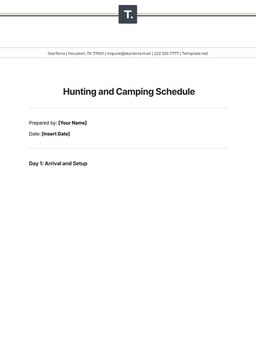 Free Hunting and Camping Schedule Template to Edit Online
