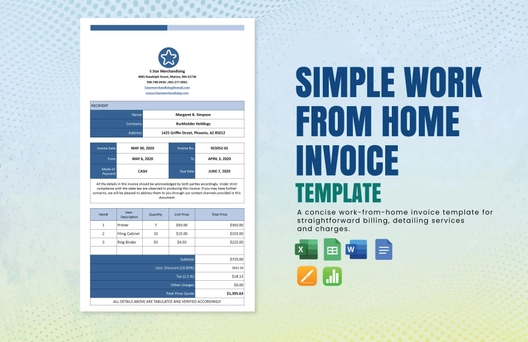 Simple Work From Home Invoice Template