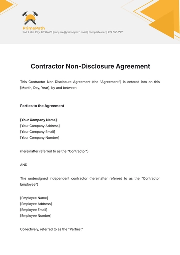Free Contractor Non-Disclosure Agreement Template to Edit Online
