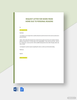 Request Letter For Work From Home Due To Personal Reasons