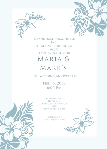 Free Soft Floral Anniversary Invitation Template to Edit Online