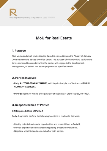 Free MoU Template for Real Estate to Edit Online