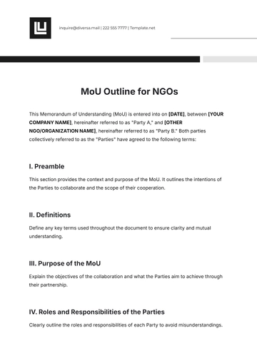 Free MoU Outline Template for NGOs to Edit Online