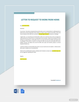 Letter to Request to Work from Home