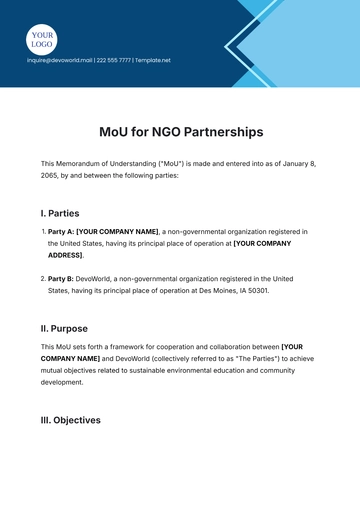 Free MoU Template for NGO Partnerships to Edit Online