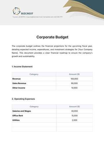Free Corporate Budget Template to Edit Online