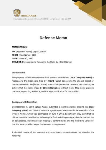 Free Defense Memo Template to Edit Online