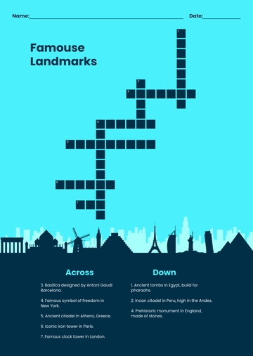 Free Mini Crossword Puzzle Clues Template to Edit Online