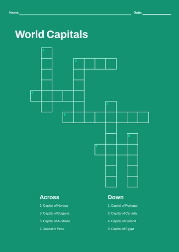 Free Blank Mini Crossword Template to Edit Online