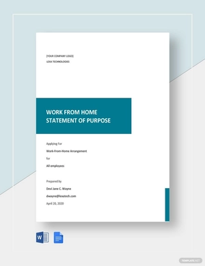 Work From Home Statement of Purpose Template