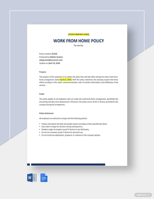 Work From Home Policy Statement Template