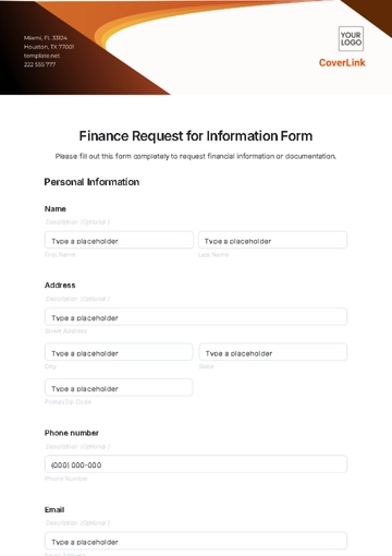 Free Finance Request for Information Form Template to Edit Online
