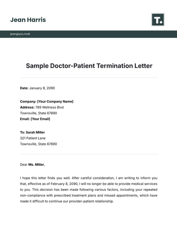 Free Sample Doctor-Patient Termination Letter Template to Edit Online
