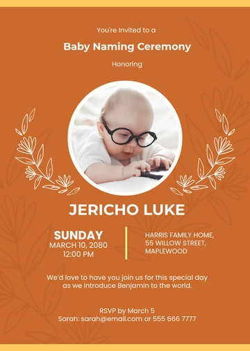 Free Simple Naming Ceremony Invitation Template to Edit Online
