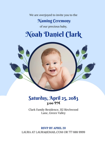 Free Naming Ceremony Invitation Template With Photo to Edit Online