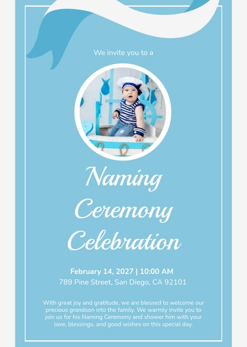 Naming Ceremony Invitation Template For Grandson - Edit Online & Download Example