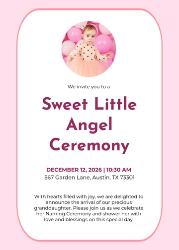 Free Naming Ceremony Invitation Template For Granddaughter to Edit Online