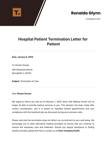 Free Hospital Patient Termination Letter for Patient Template to Edit Online