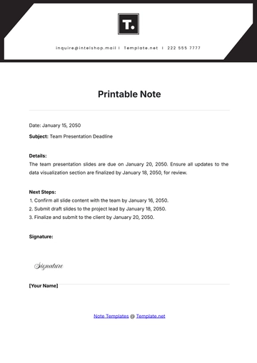 Free Printable Note Template to Edit Online