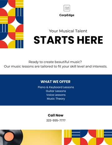 Free Music Lesson Tuition Flyer Template to Edit Online