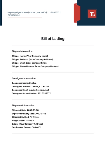 Free Printable Bill of Lading Template to Edit Online