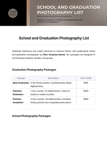 Free School and Graduation Photography List Template to Edit Online
