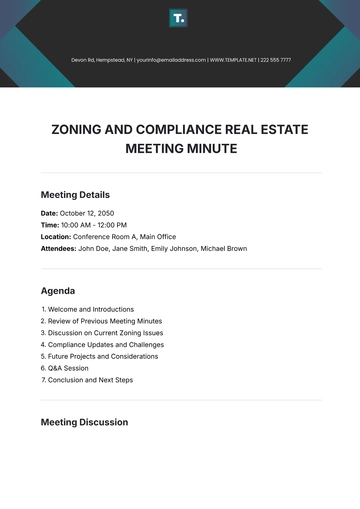 Free Zoning and Compliance Real Estate Meeting Minute Template to Edit Online