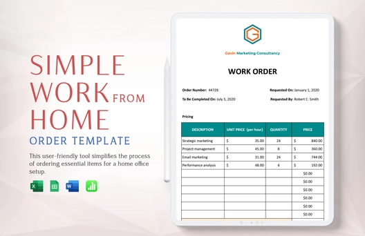 Simple Work From Home Order Template
