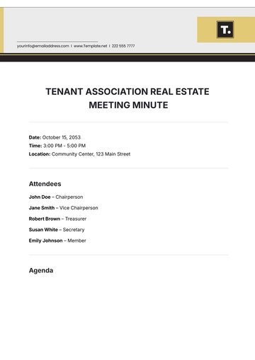 Free Tenant Association Real Estate Meeting Minute Template to Edit Online