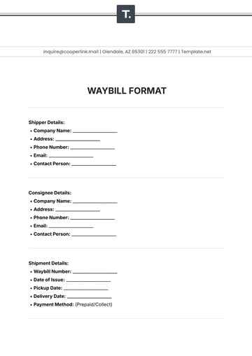 Free Waybill Format Template to Edit Online