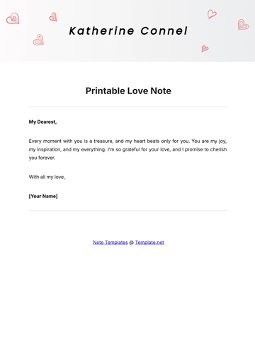 Free Printable Love Note Template to Edit Online
