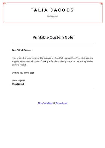 Free Printable Custom Note Template to Edit Online