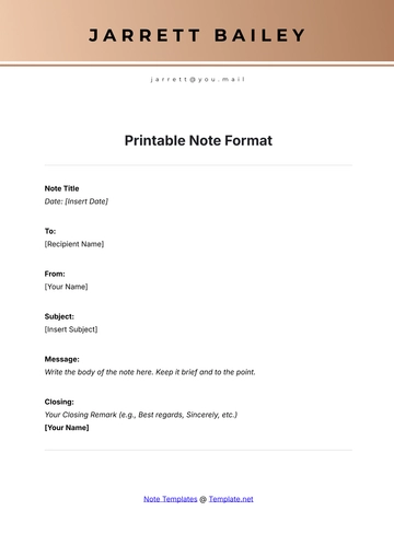 Free Printable Note Format Template to Edit Online