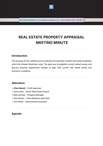 Free Real Estate Property Appraisal Meeting Minute Template to Edit Online