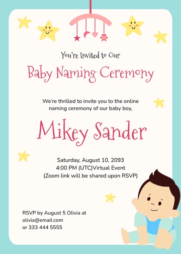 Free Naming Ceremony E-invitation Template to Edit Online