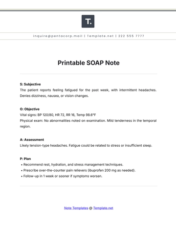Free Printable SOAP Note Template to Edit Online