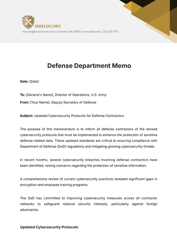 Free Defense Department Memo Template to Edit Online