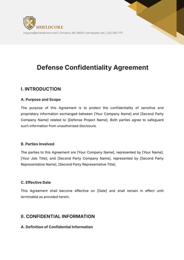 Free Defense Confidentiality Agreement Template to Edit Online
