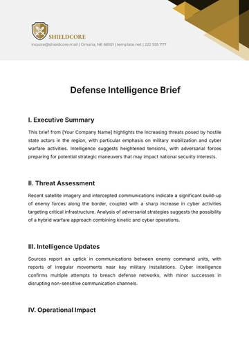 Free Defense Intelligence Brief Template to Edit Online