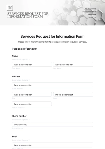 Free Services Request for Information Form Template to Edit Online