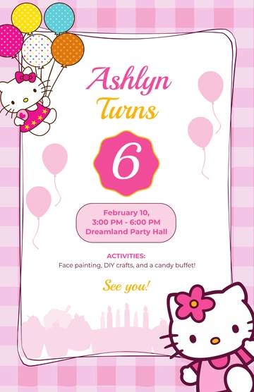 Free Hello Kitty Birthday Party Poster Template to Edit Online
