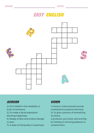 Free Mini Crossword Puzzle Template to Edit Online