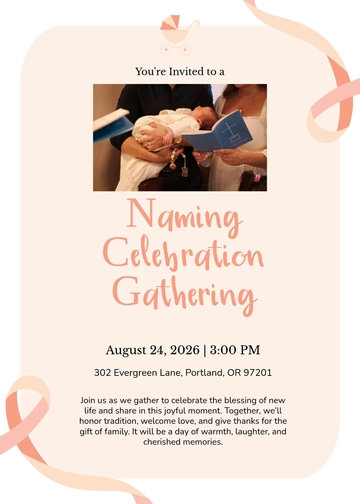 Free Creative Naming Ceremony Invitation Template to Edit Online