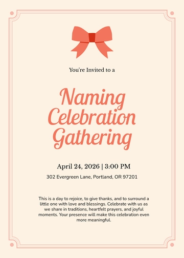 Free Naming Ceremony Day Invitation Template to Edit Online