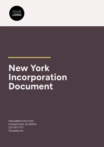 Free New York Incorporation Document Template to Edit Online