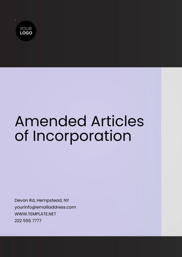 Free Amended Articles of Incorporation Template to Edit Online