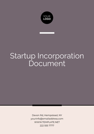 Free Startup Incorporation Document Outline Template to Edit Online