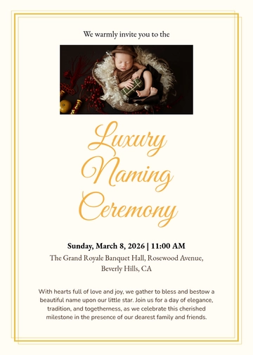 Free Luxury Naming Ceremony Invitation Template to Edit Online