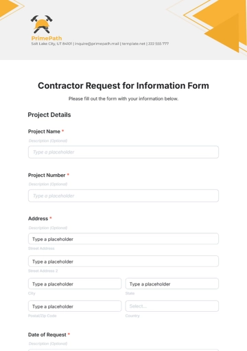 Free Contractor Request for Information Form Template to Edit Online