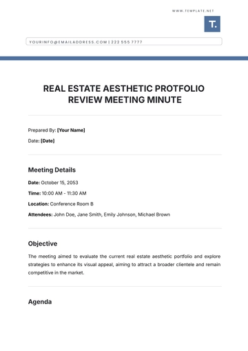 Free Real Estate Aesthetic Portfolio Review Meeting Minute Template to Edit Online